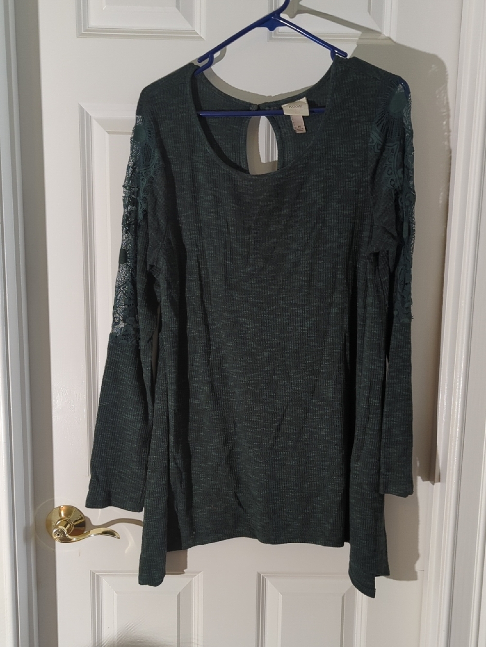Knox Rose Dark green Lace-Sleeve Long Sleeve Tunic